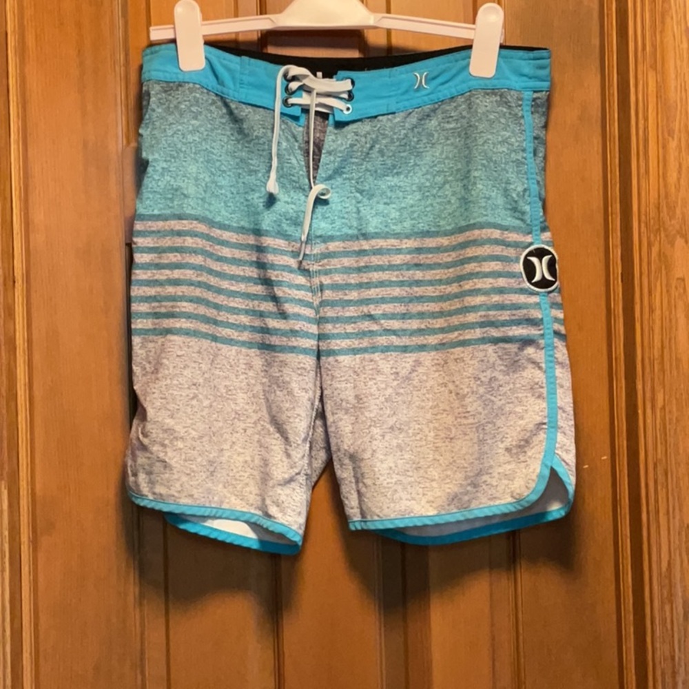 Hurley Men's Blue and Gray Swim Shorts